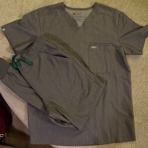 FIGS Charcoal Scrubs Top and Joggers